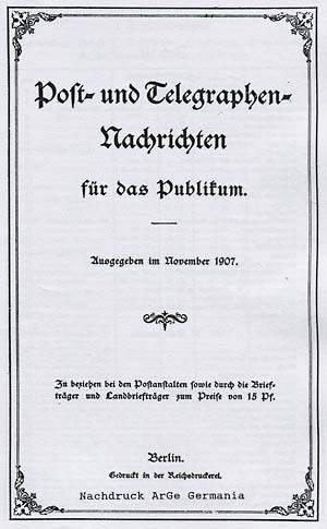 Cover: Post- und Telegraphen-Nachrichten für das Publikum 1907